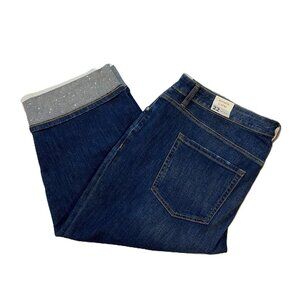 Lane Bryant Boyfriend Denim Capris With Embellished Cuffs SZ 22